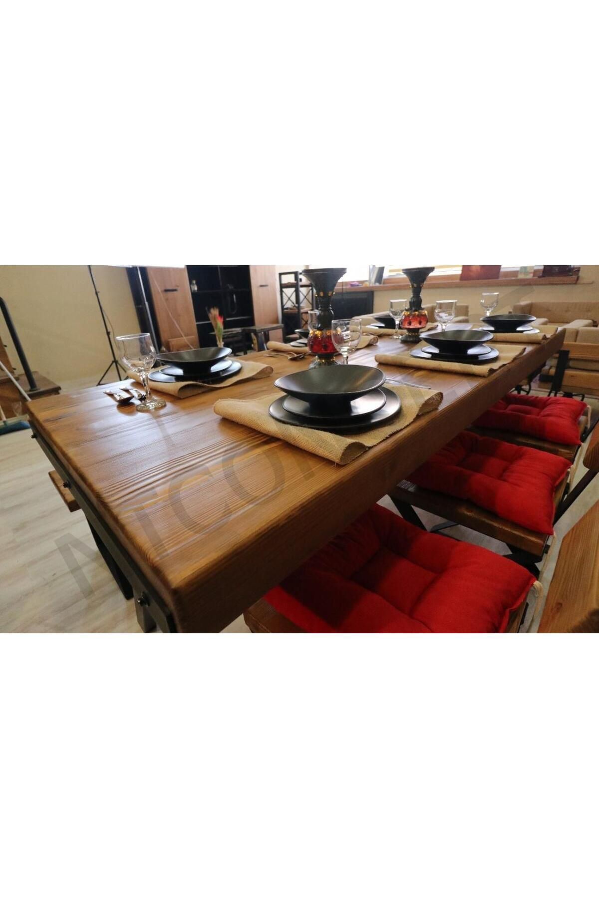 Nt Concept Ntconcept Doğal Ahşap Sandalyeli Masa Takimi(85Cm-210Cm Masa+10 S