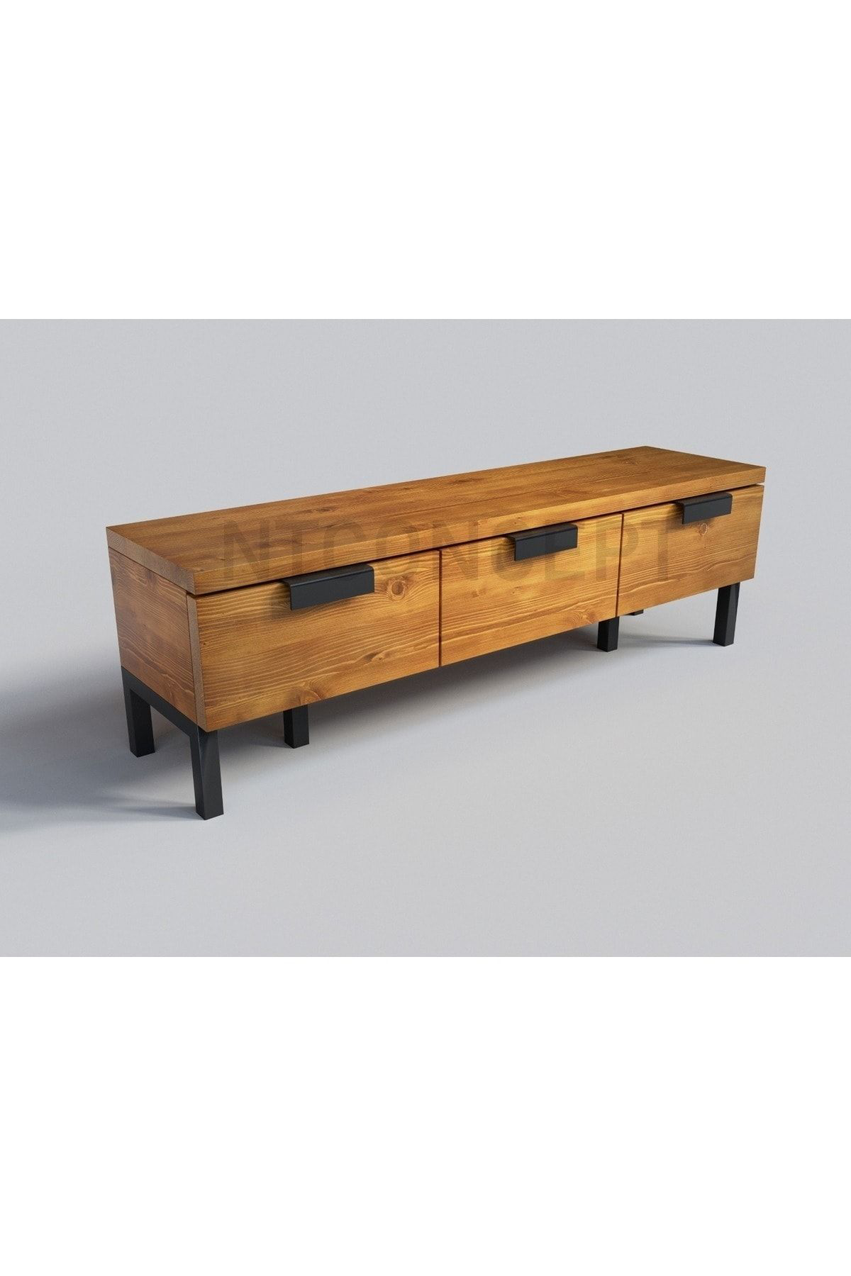 Nt Concept Ntconcept Doğal Ahşap Tv Stand(Uzunluk 220Cm-Yükseklik 60Cm-Derin