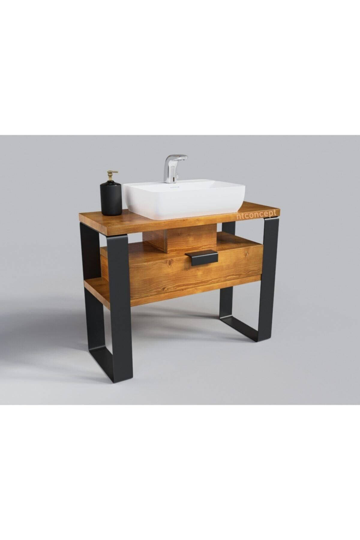 Nt Concept Ntconcept İpek Masif Ağaç Banyo Dolabi(Hilton)(70Cm)