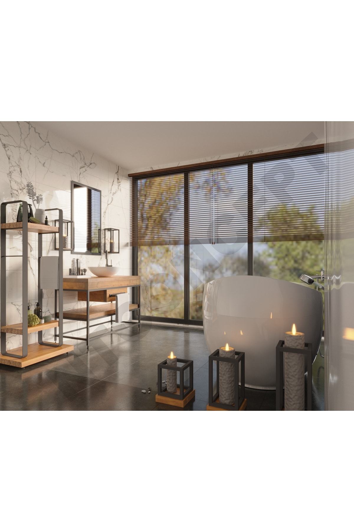 Nt Concept Ntconcept Liv Ayna Çerçeveli Masif Ahşap Lavabo Dolabi Hilton(130