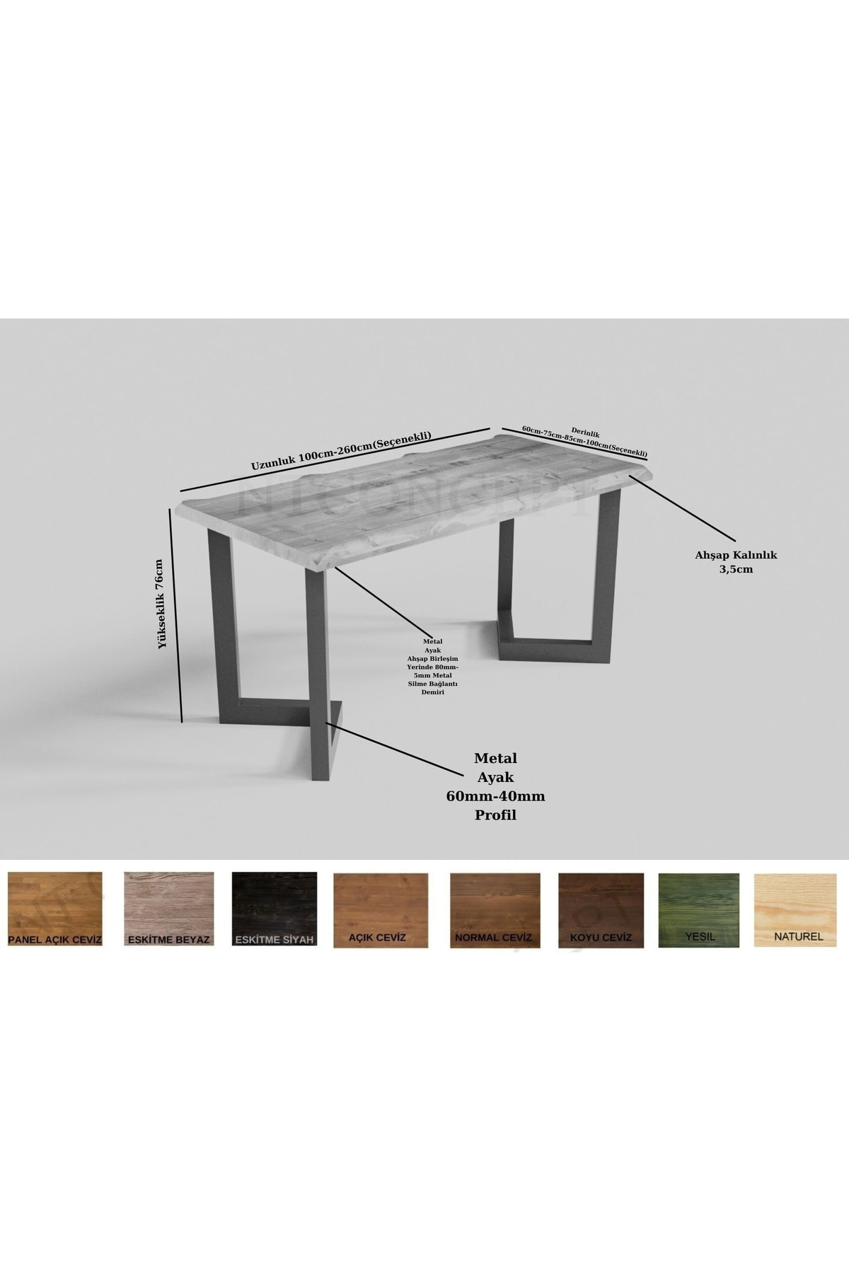 Nt Concept Ntconcept Onvo Masif Ağaç Ofis Ve Çalişma Masasi 75 Cm-160 Cm