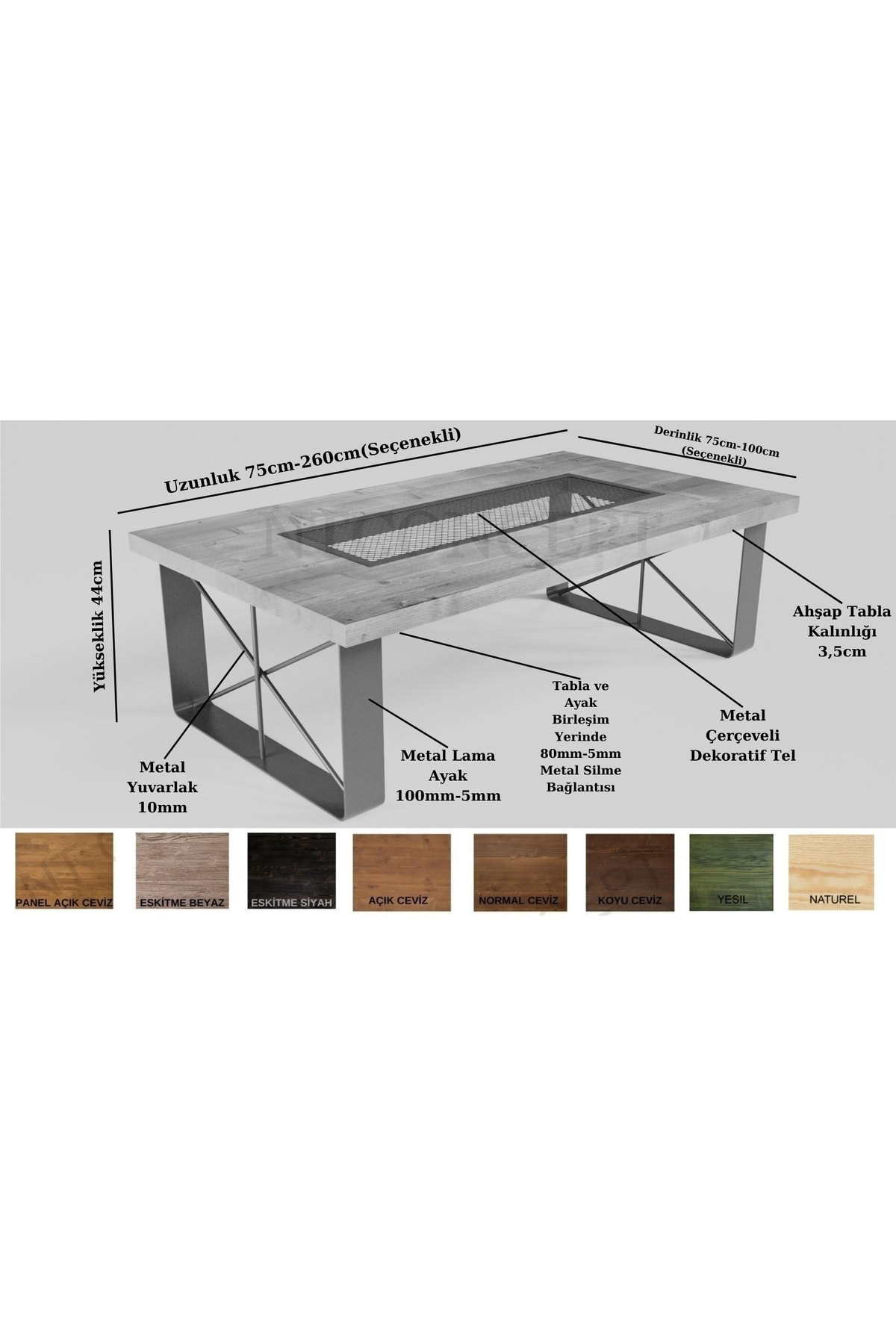 Nt Concept Ntconcept Rona Masif Ahşap Sehpa(75Cm-140Cm-H44cm)