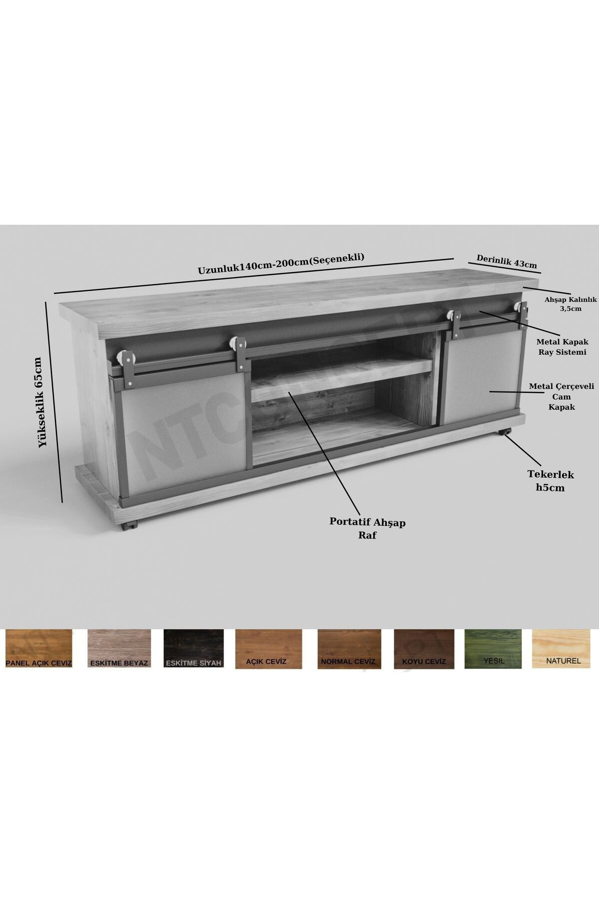 Nt Concept Ntconcept Trie Doğal Ağaç Keson(140Cm-H60cm-41Cm)