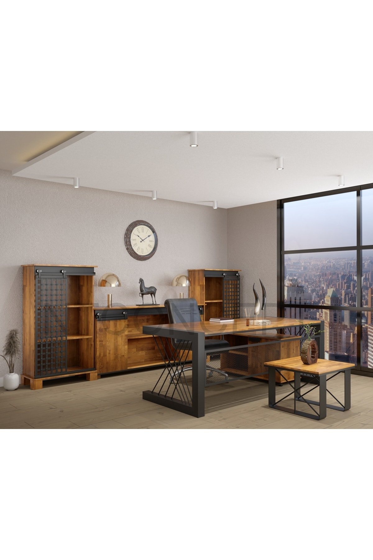 Nt Concept Ntconcept Wien Masif Ahşap Ofis Takimi(140Cm'lik Takim)