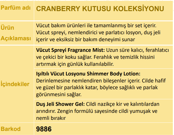Nurxos  9886 Cranberry Kizilcik Hediyelik Kutulu 3'Lü Set Vücut Sp