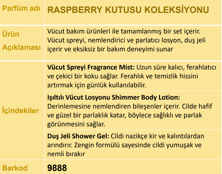 Nurxos  9888 Raspberry Ahududu Hediyelik Kutulu 3'Lü Set Vücut Spr