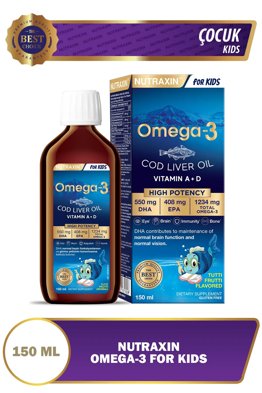 Nutraxin  Omega 3 Karişik Meyve Aromali Şurup 150 Ml