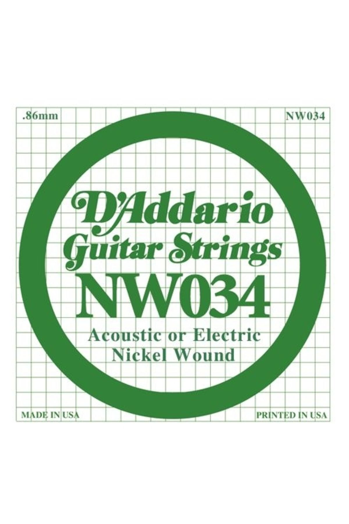 Daddario Nw034 Elektro Ve Akustik Tek Tel, (La), Nickel