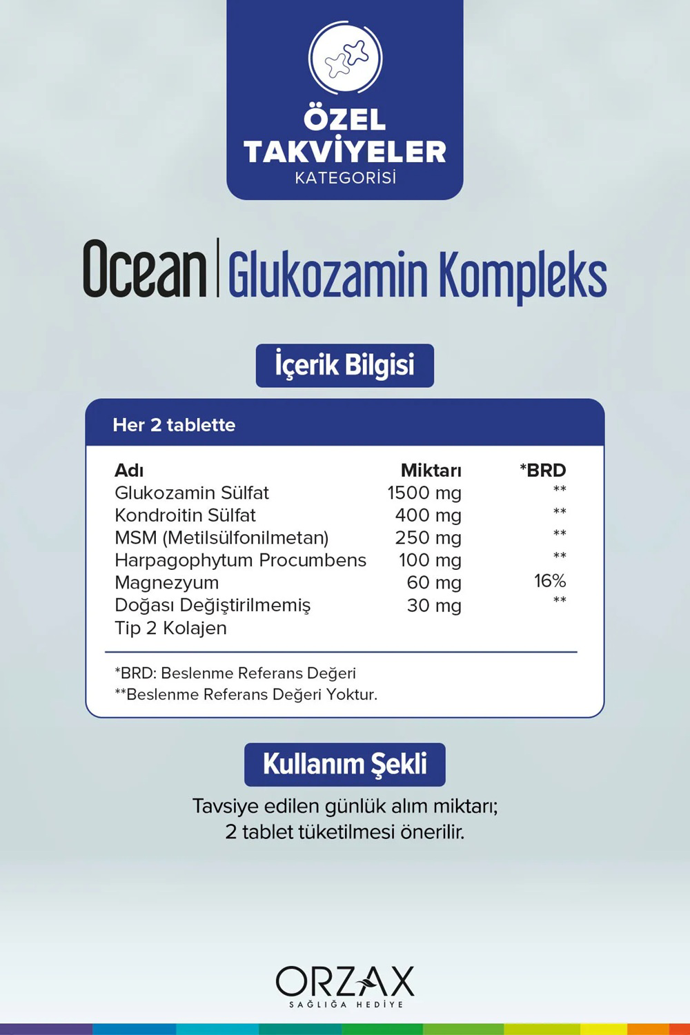 Ocean  Glukozamin Kompleks 60 Tablet X 2 Adet