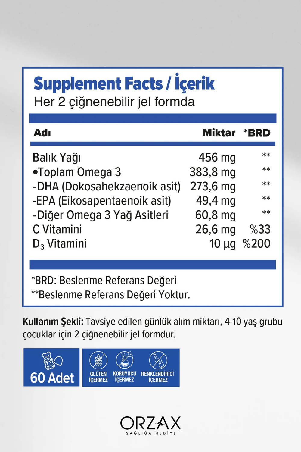 Ocean  Gummies Omega-3 Kids 60 Adet Çiğnenebilir Jel Form