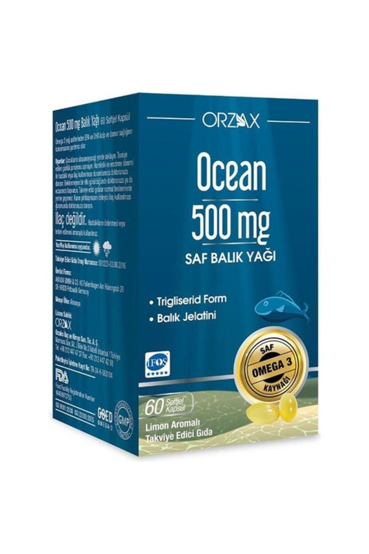 Orzax Ocean Omega 3 Balik Yaği 500 Mg 60 Kapsül