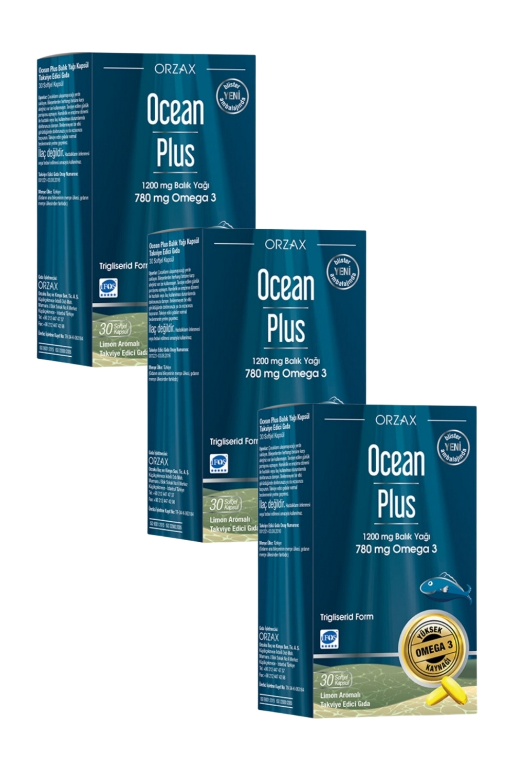 Ocean  Plus 1200 Mg Balik Yaği 30 Kapsül X 3 Adet