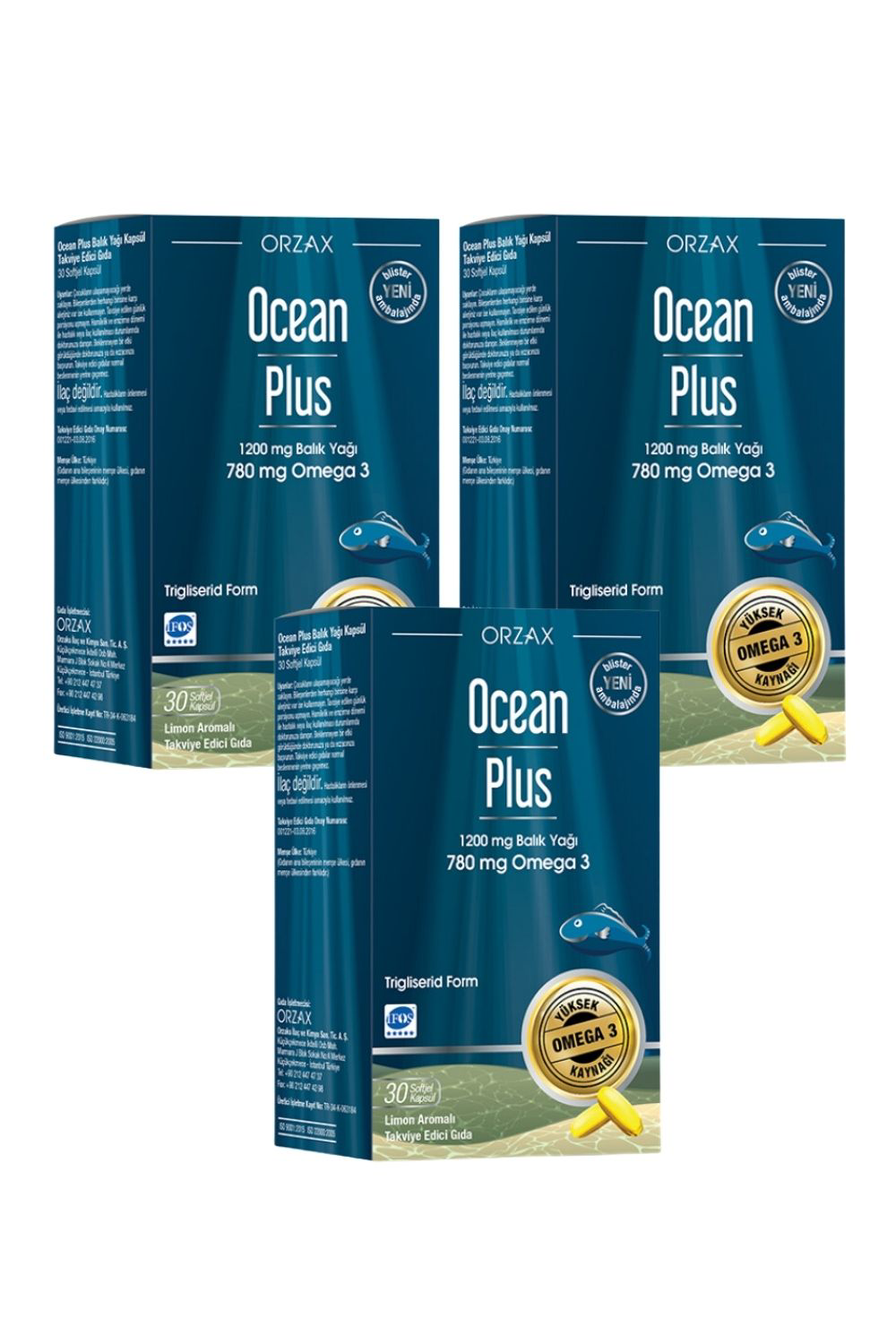 Ocean  Plus 1200 Mg Balik Yaği 30 Kapsül X 3 Adet