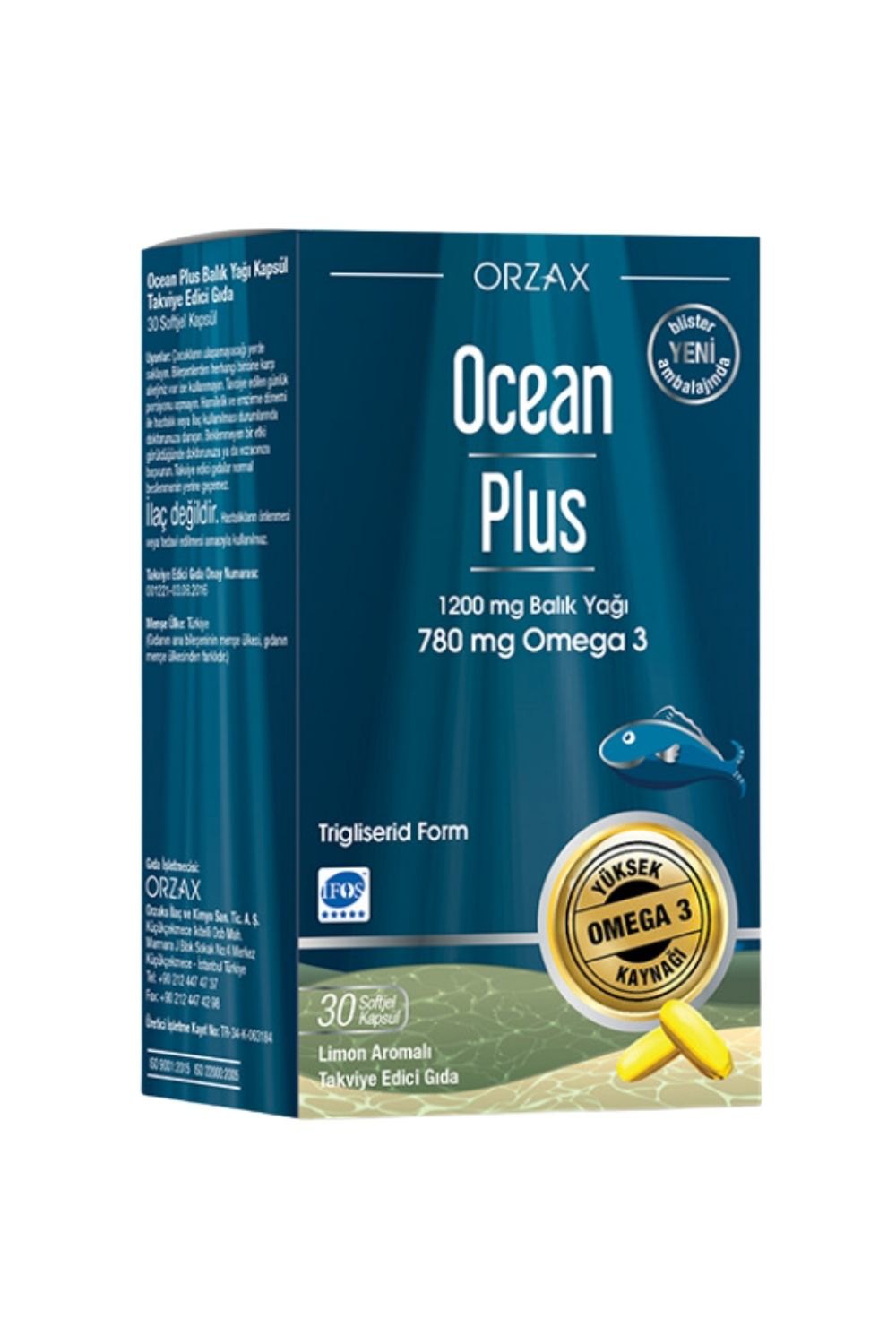 Ocean  Plus 1200 Mg Balik Yaği 30 Kapsül X 3 Adet