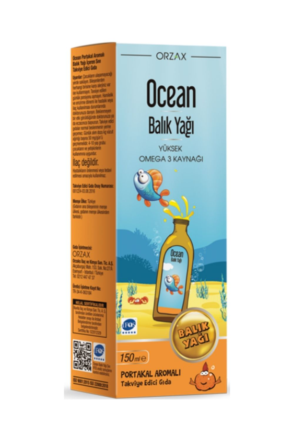 Ocean  Portakal Aromali Balik Yaği 150 Ml