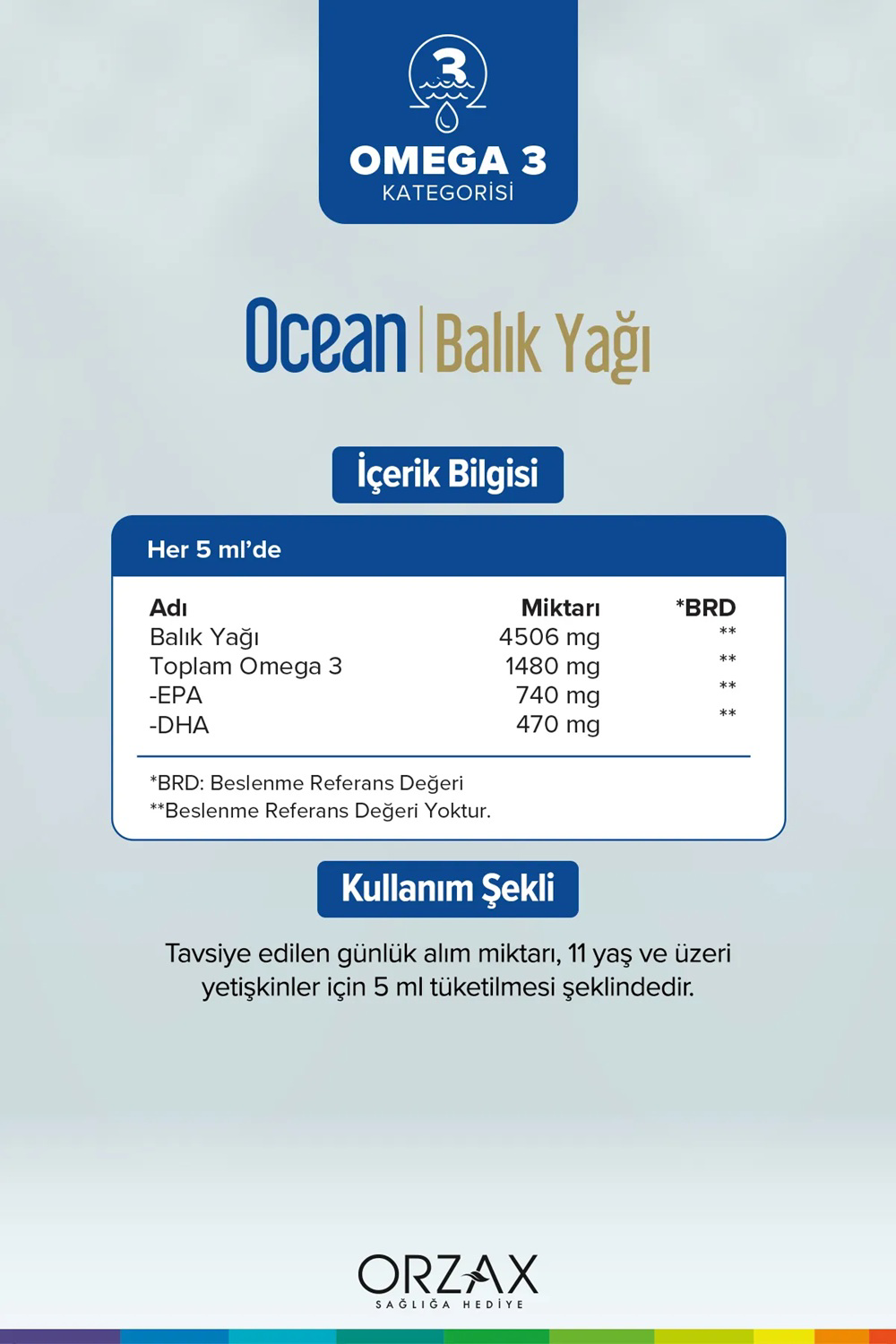 Ocean  Portakal Aromali Balik Yaği 150 Ml