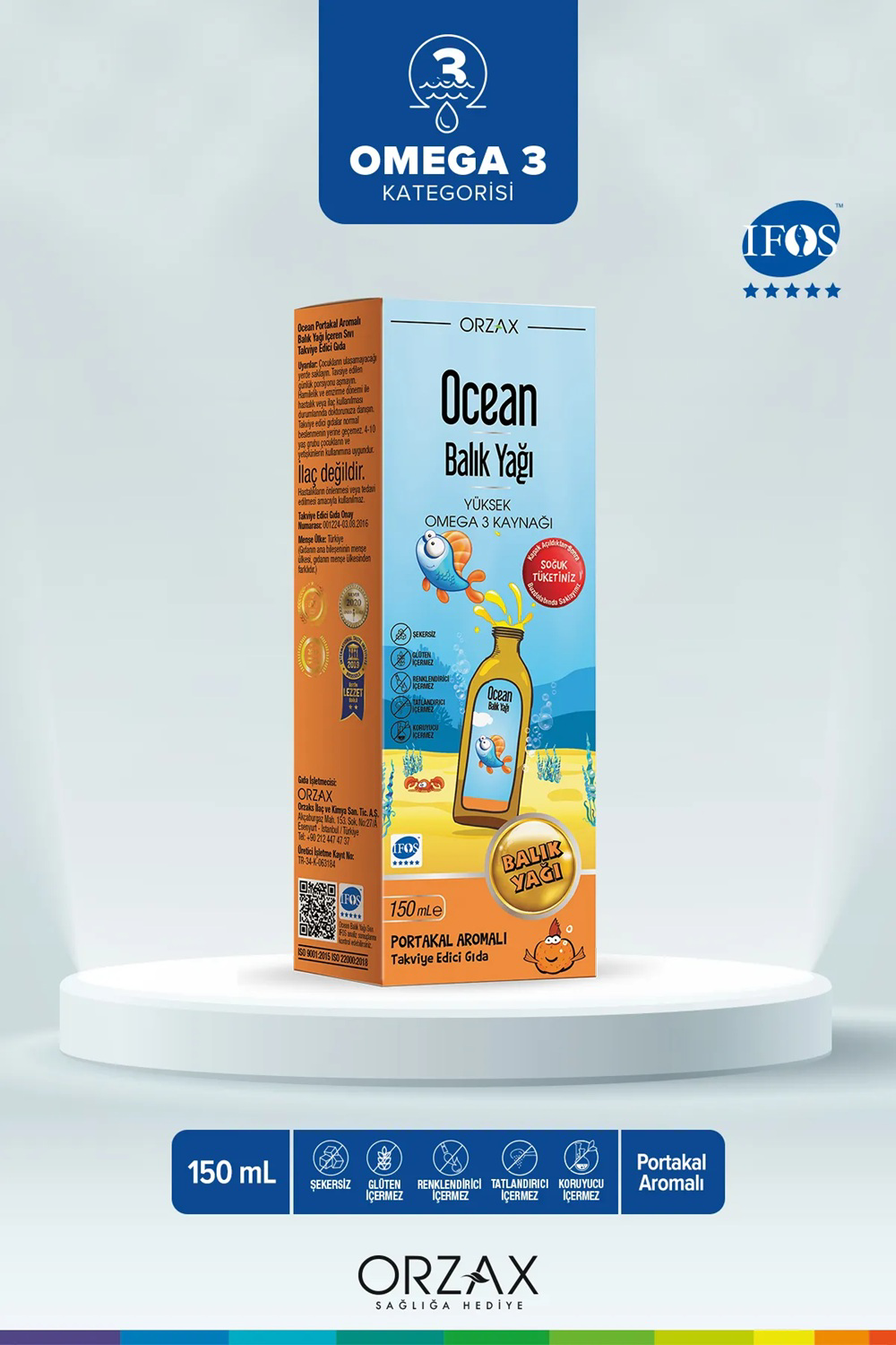 Ocean  Portakal Aromali Balik Yaği 150 Ml