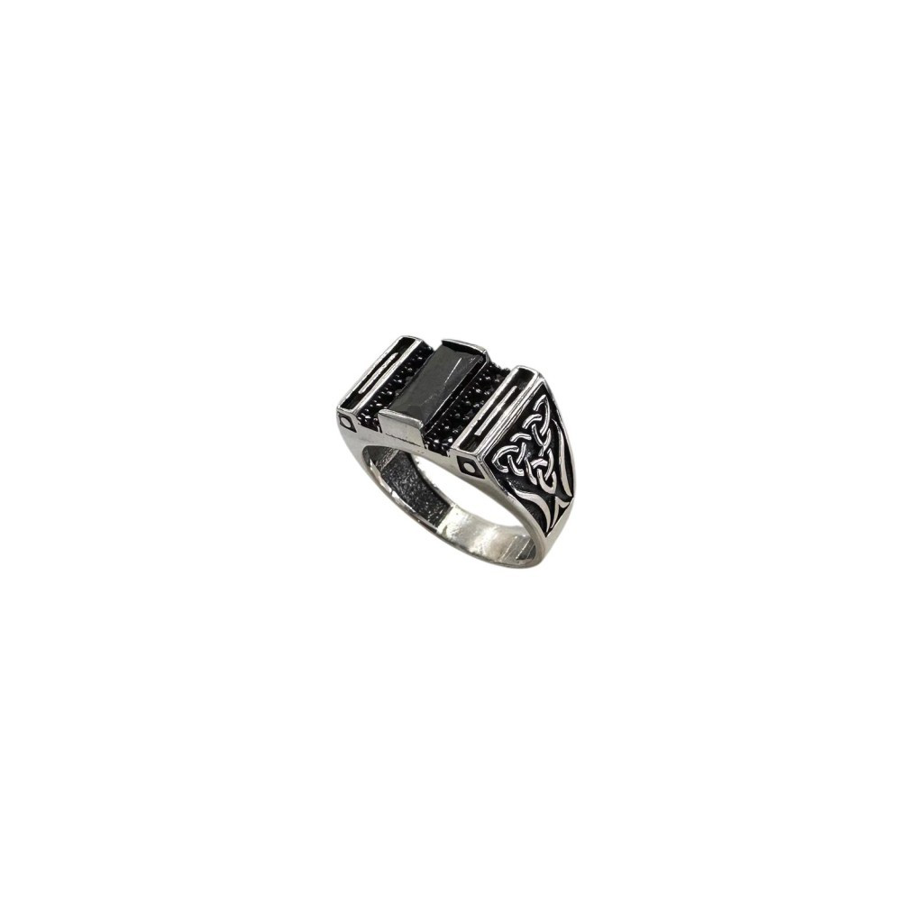 Gevheranss Onyx Ve Zirkon Taşli Gümüş Yüzük 250057494G12y