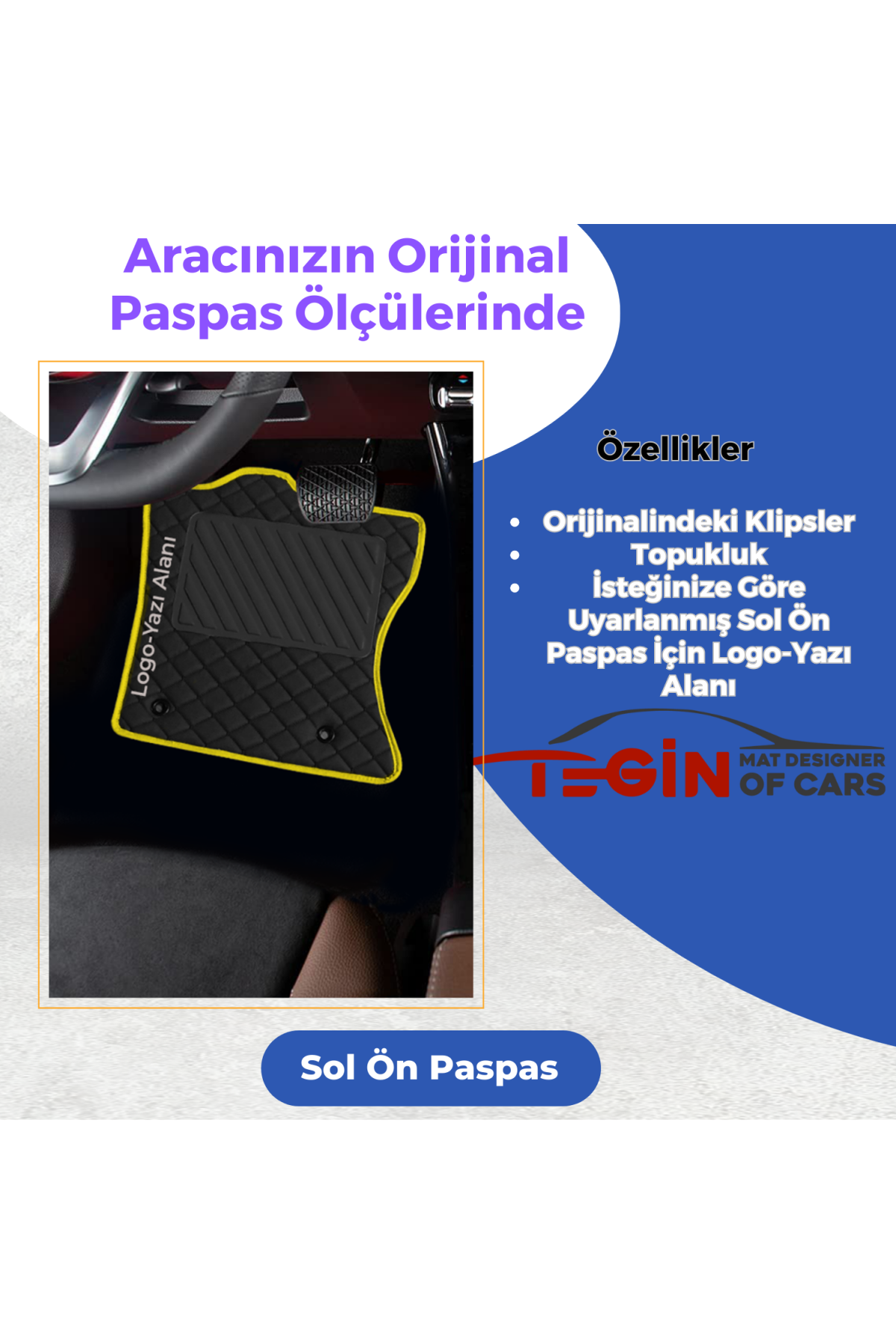 Opel Zafira B 2005-2014 Prime Siyah Deri Sarı Kenar Paspas