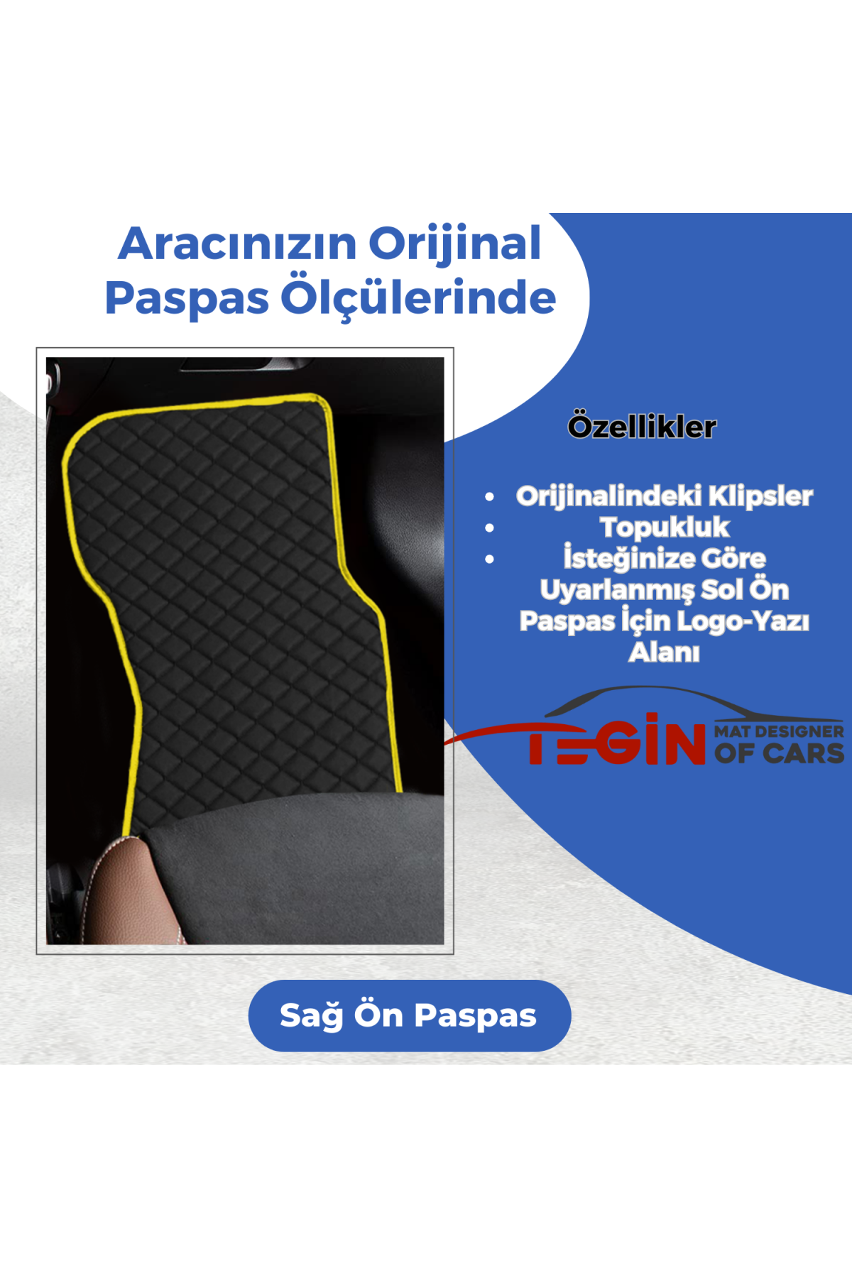 Opel Zafira B 2005-2014 Prime Siyah Deri Sarı Kenar Paspas