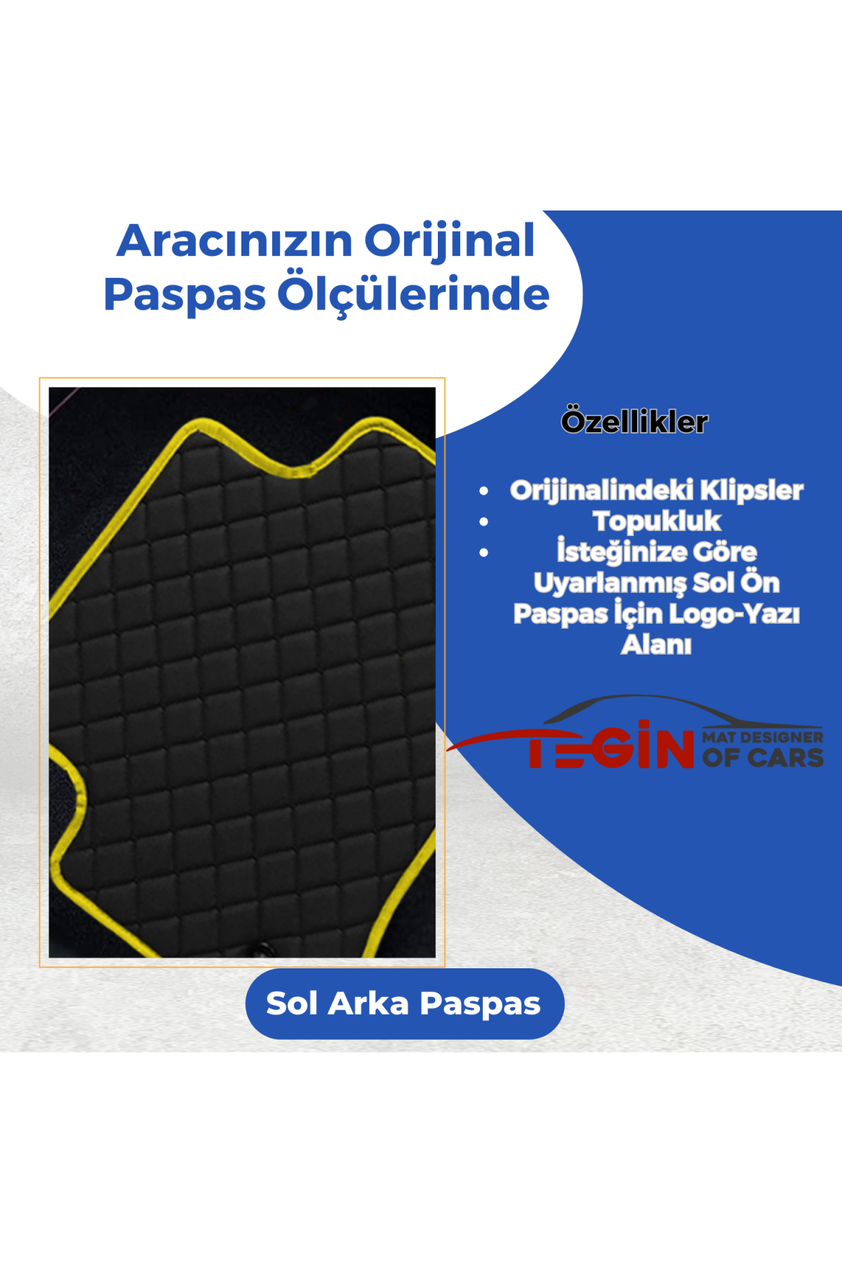 Opel Zafira B 2005-2014 Prime Siyah Deri Sarı Kenar Paspas