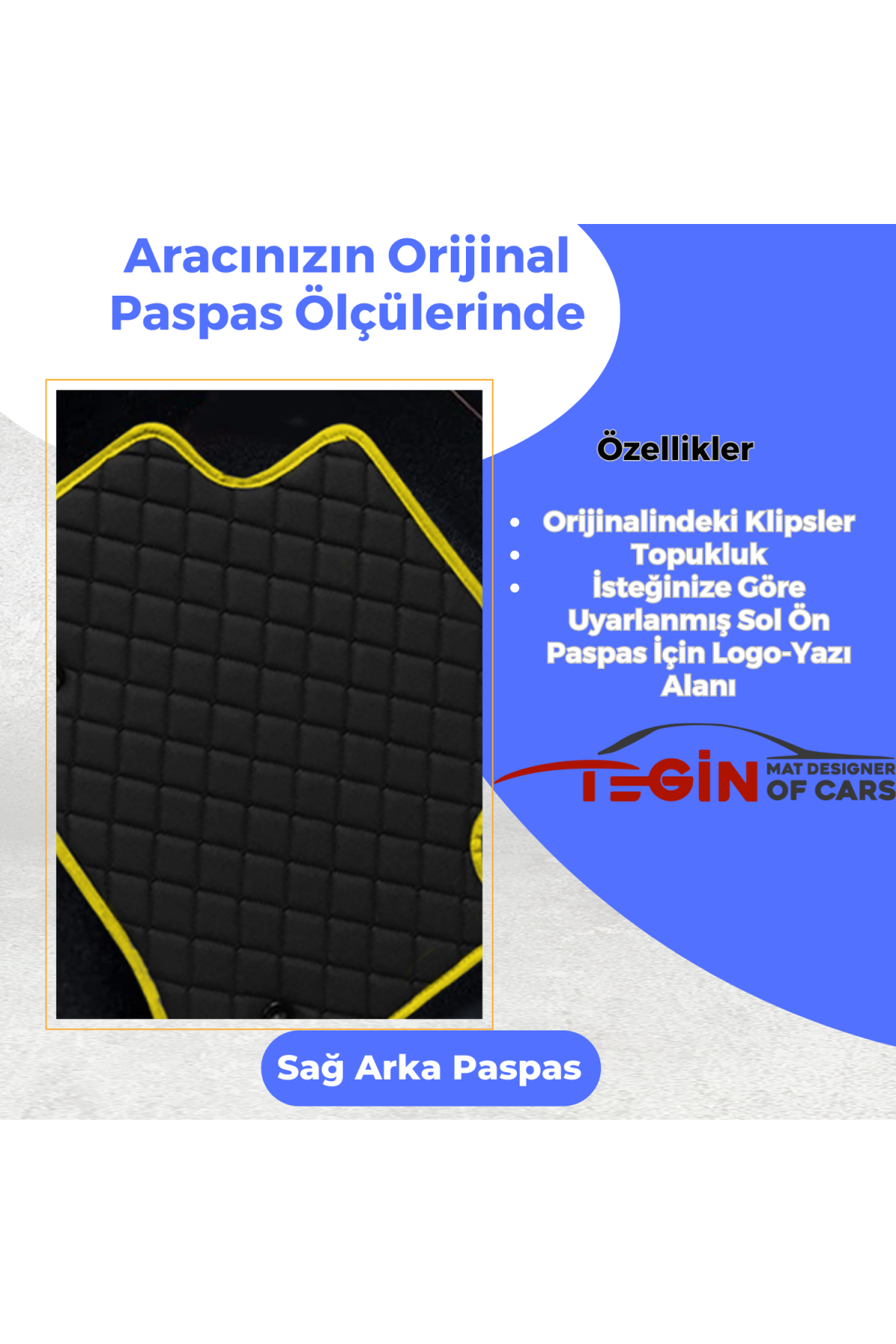 Opel Zafira B 2005-2014 Prime Siyah Deri Sarı Kenar Paspas