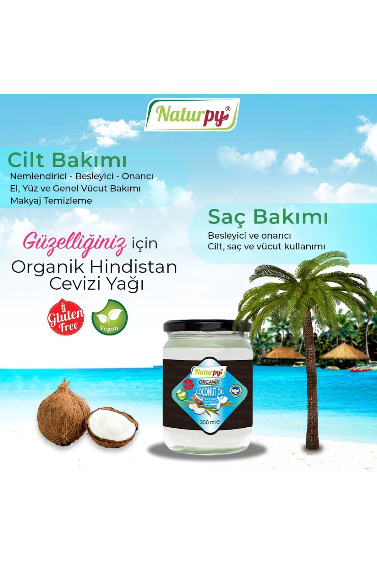 Aleyna Baharat Organik Coconut Oil-Hindistan Cevizi Yaği 350 Ml