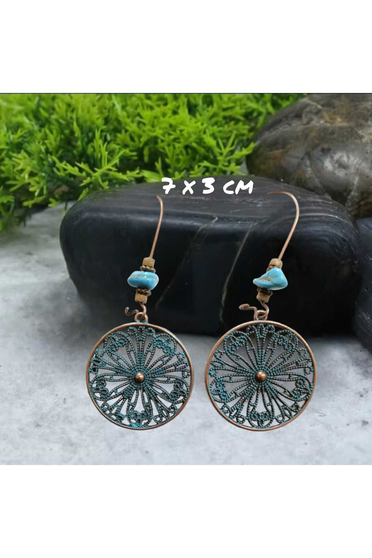 Bijuteri Küpe Oval Boncuklu Etnik Tribal Boho  Küpe