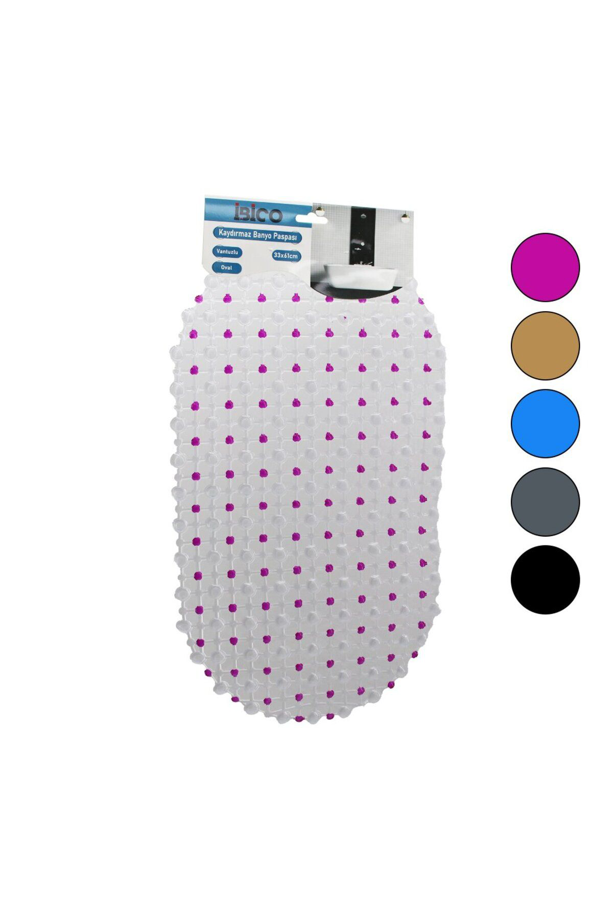Ok Aksesuar Oval - Eko Pvc Vantuz Desen - Şeffaf Renkli 122Pcs Vantuz Kaydirm