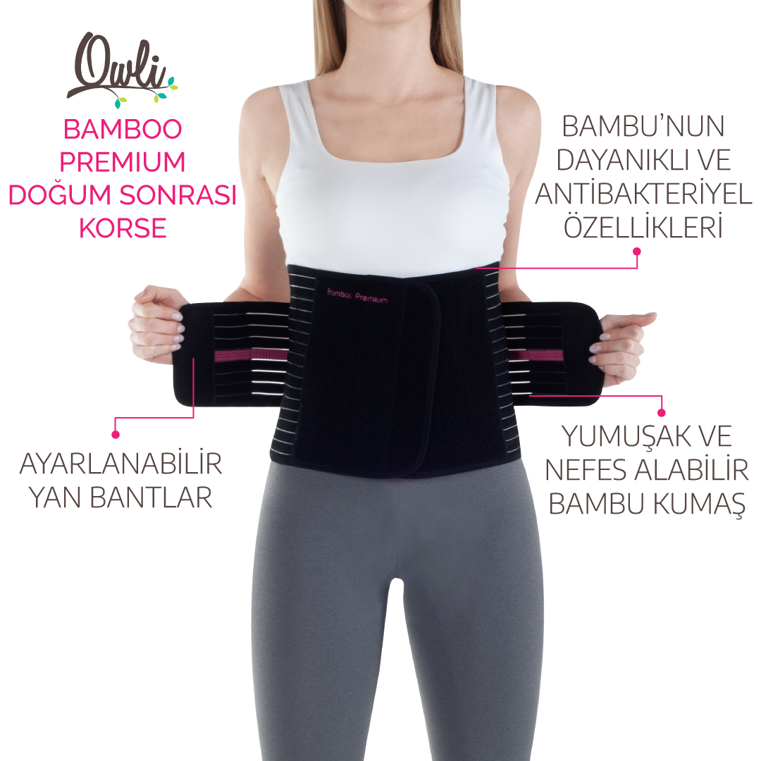 Owli  Bamboo Premium Doğum Sonrasi Korse Siyah