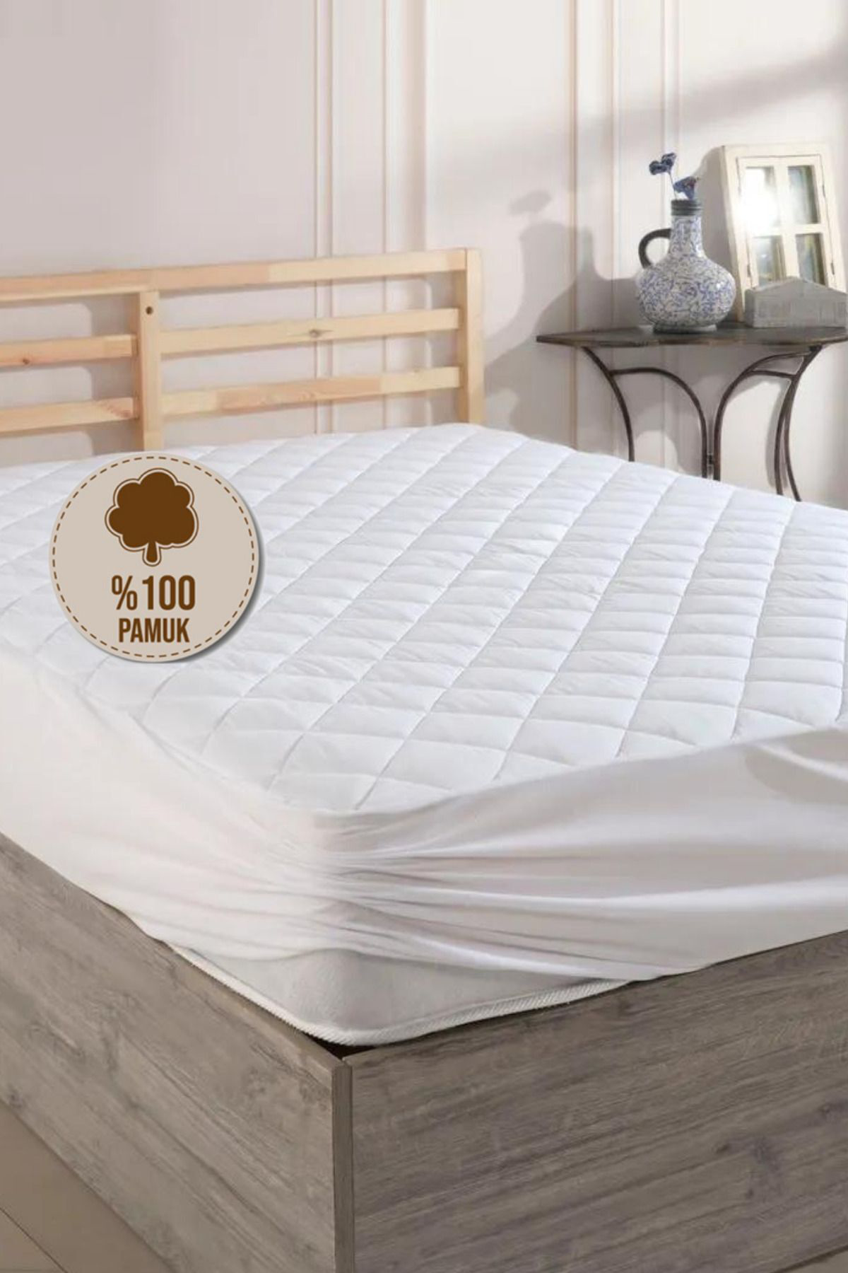 Formeya Pamukkale Alez Kapitone Fitted Yatak Koruyucu %100 Pamuk Alez (16