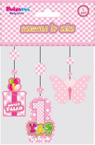 İhtiyaçavm Parti 1 Yaş Temali Asmali İp Süs Pembe Renk 3 Lü Set 12X45 Cm