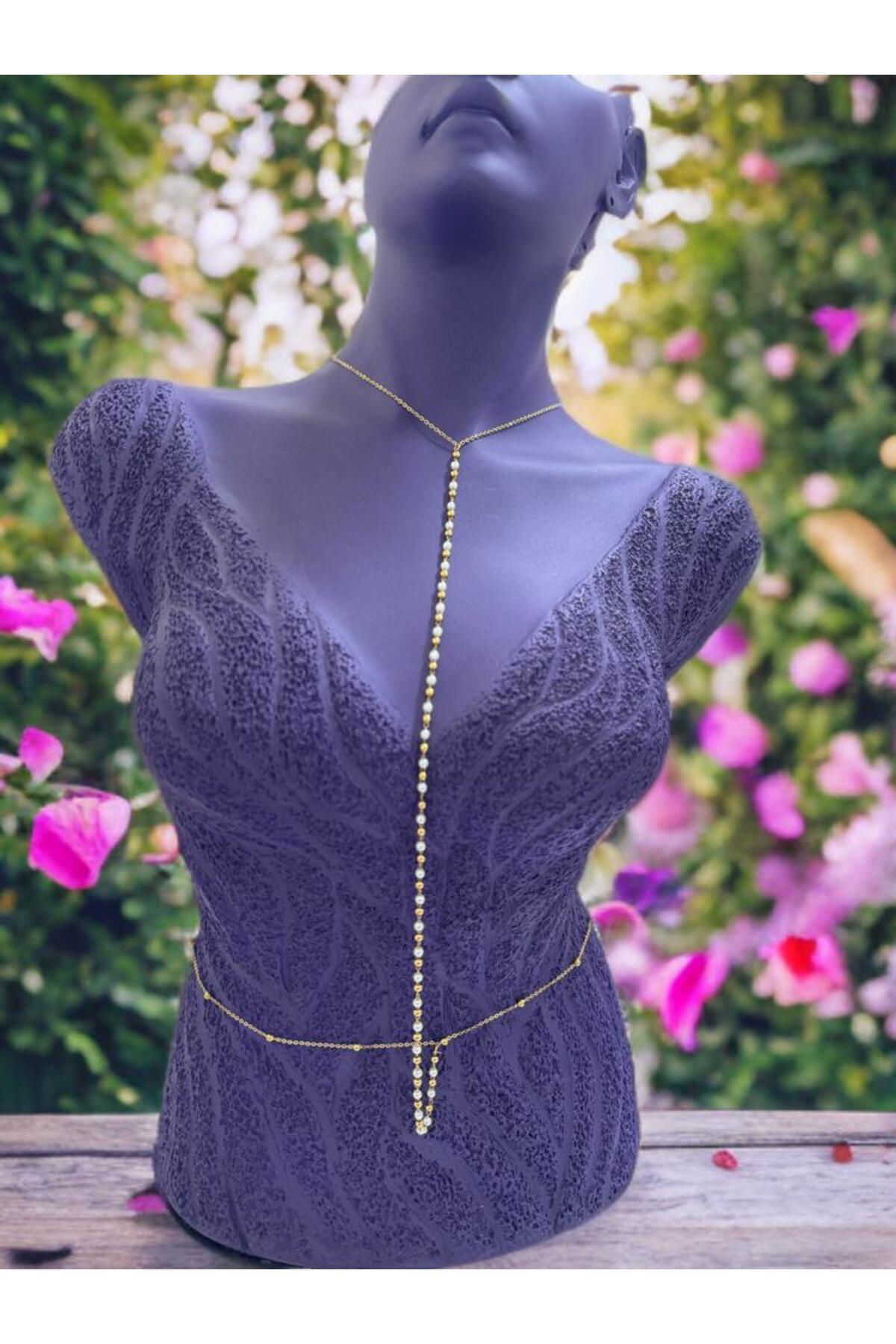 Arescollection Paslanmaz Çelik İnci Detayli Vücut Zinciri