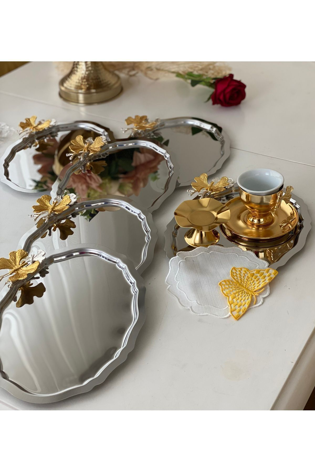 Azram House Paslanmaz Çelik Oval Model 20*25 Cm Servis Ve Sunum Tepsisi Keleb