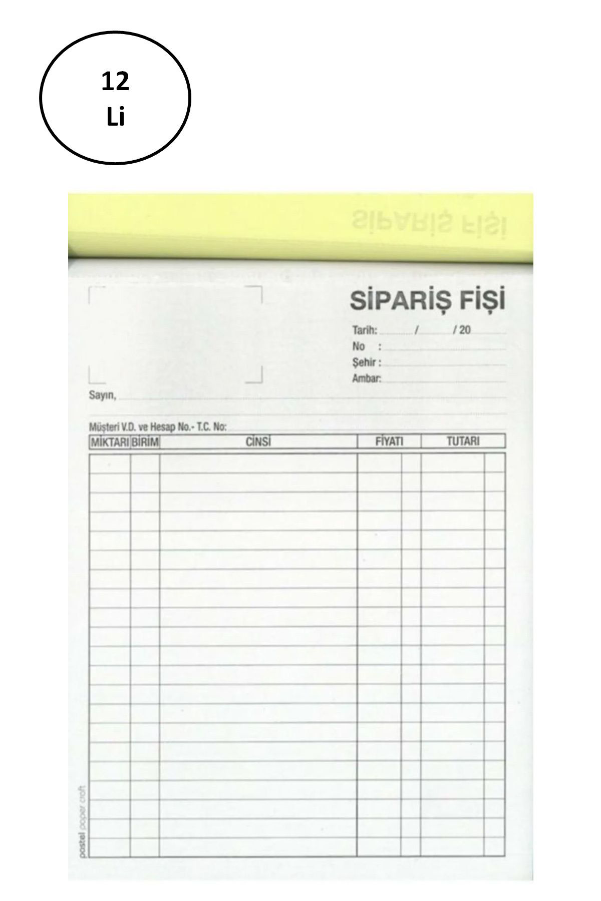 Cexos Pastel Otokopili Sipariş Fişi Büyük Boy 2/50 12 Adet - Cbt8753-4825