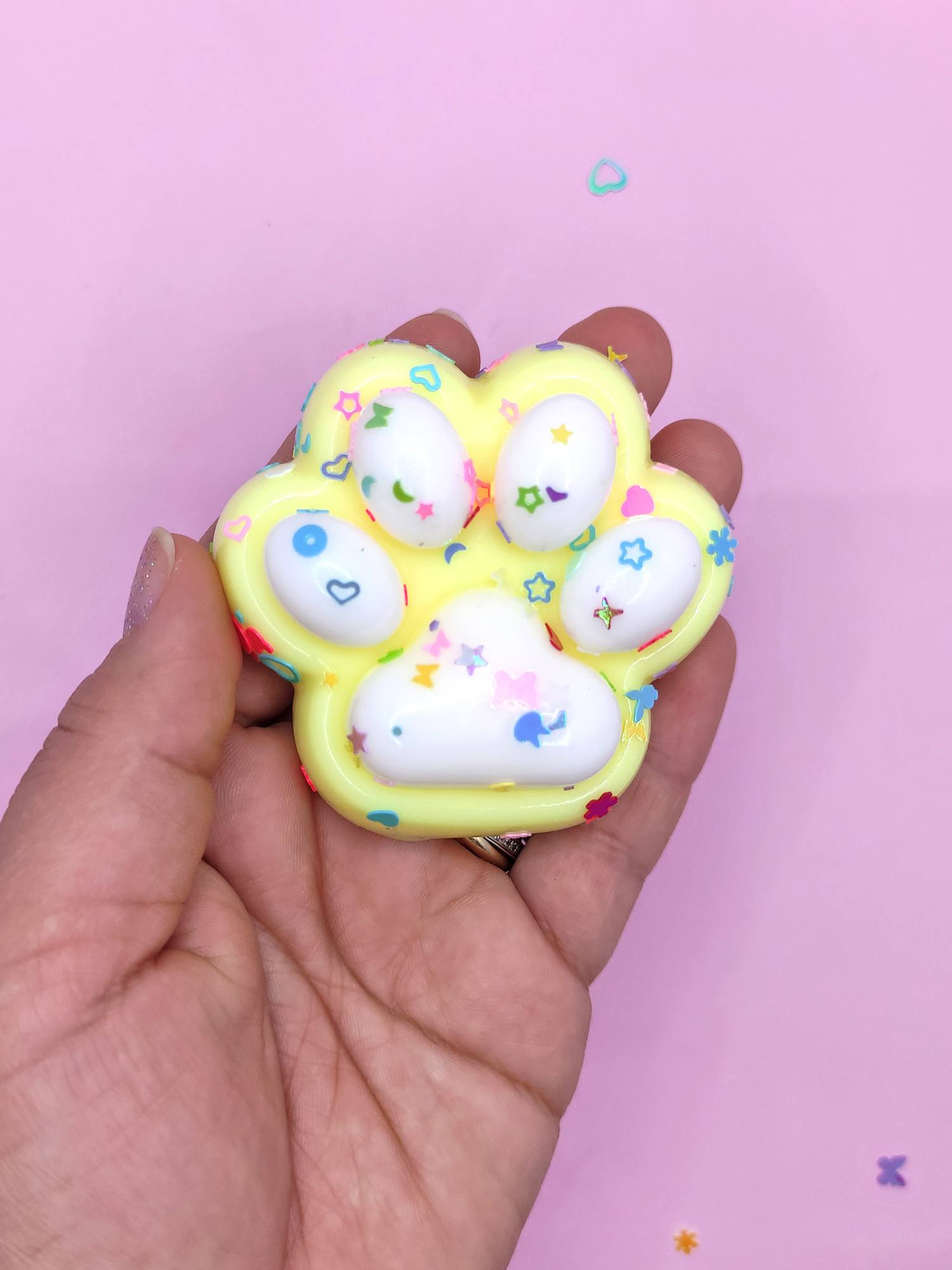 Limmy Pati Taba Squishy Kedi Pati Sikma 7 Cm Pullu Pati Sukuşi - Sari