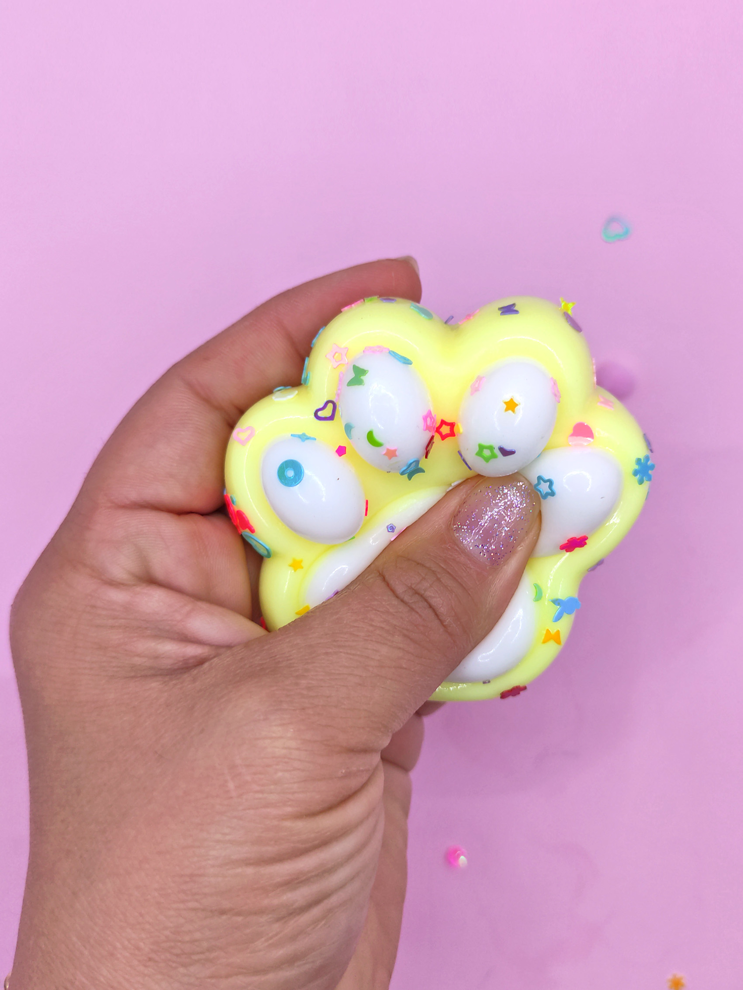 Limmy Pati Taba Squishy Kedi Pati Sikma 7 Cm Pullu Pati Sukuşi - Sari