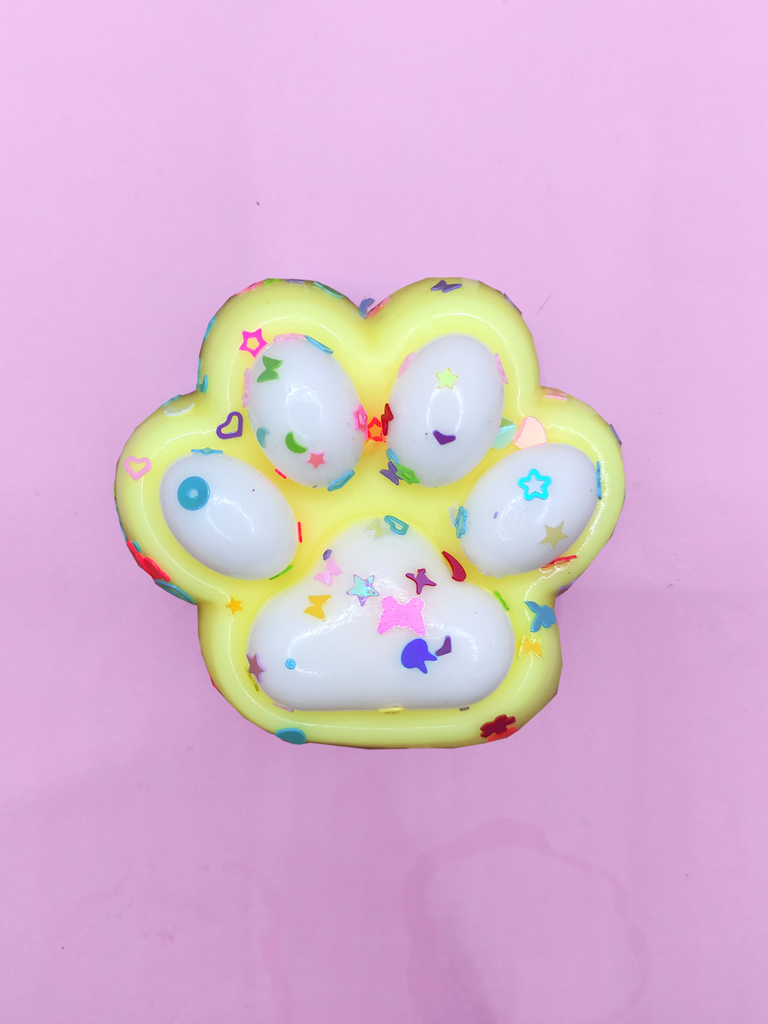 Limmy Pati Taba Squishy Kedi Pati Sikma 7 Cm Pullu Pati Sukuşi - Sari