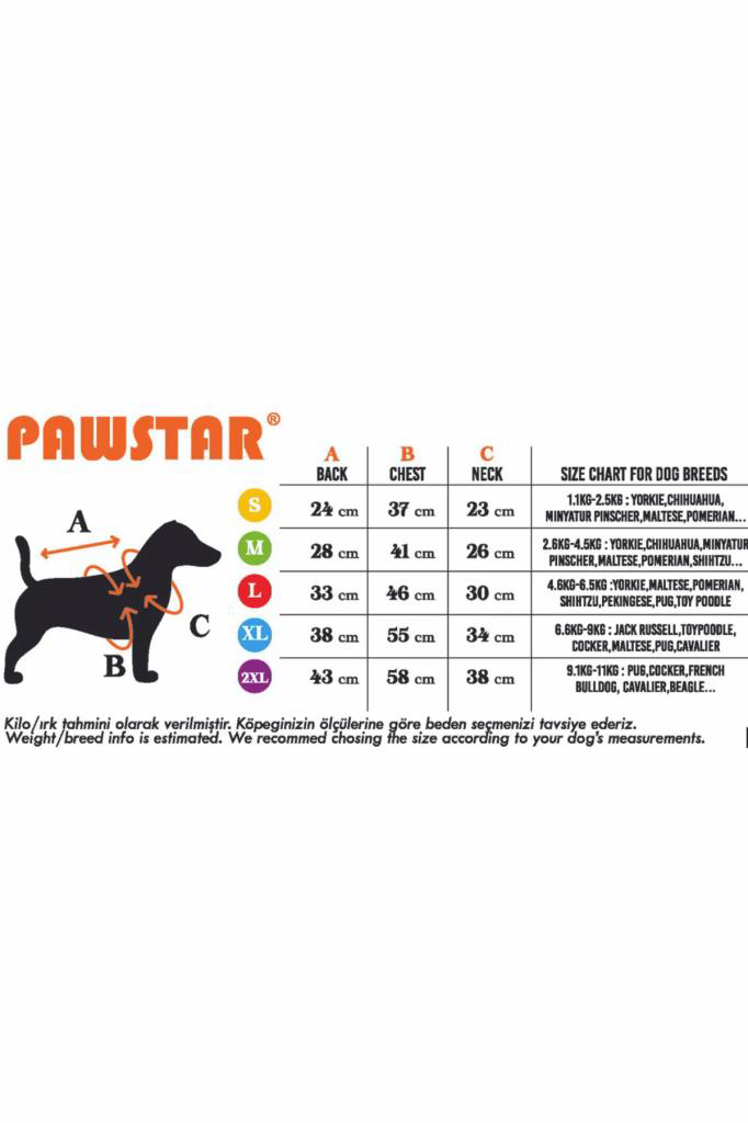 Pawstar  Köpek Blue Teddy Puff Raincoat Large Sirt33cm Göğüs46cm B