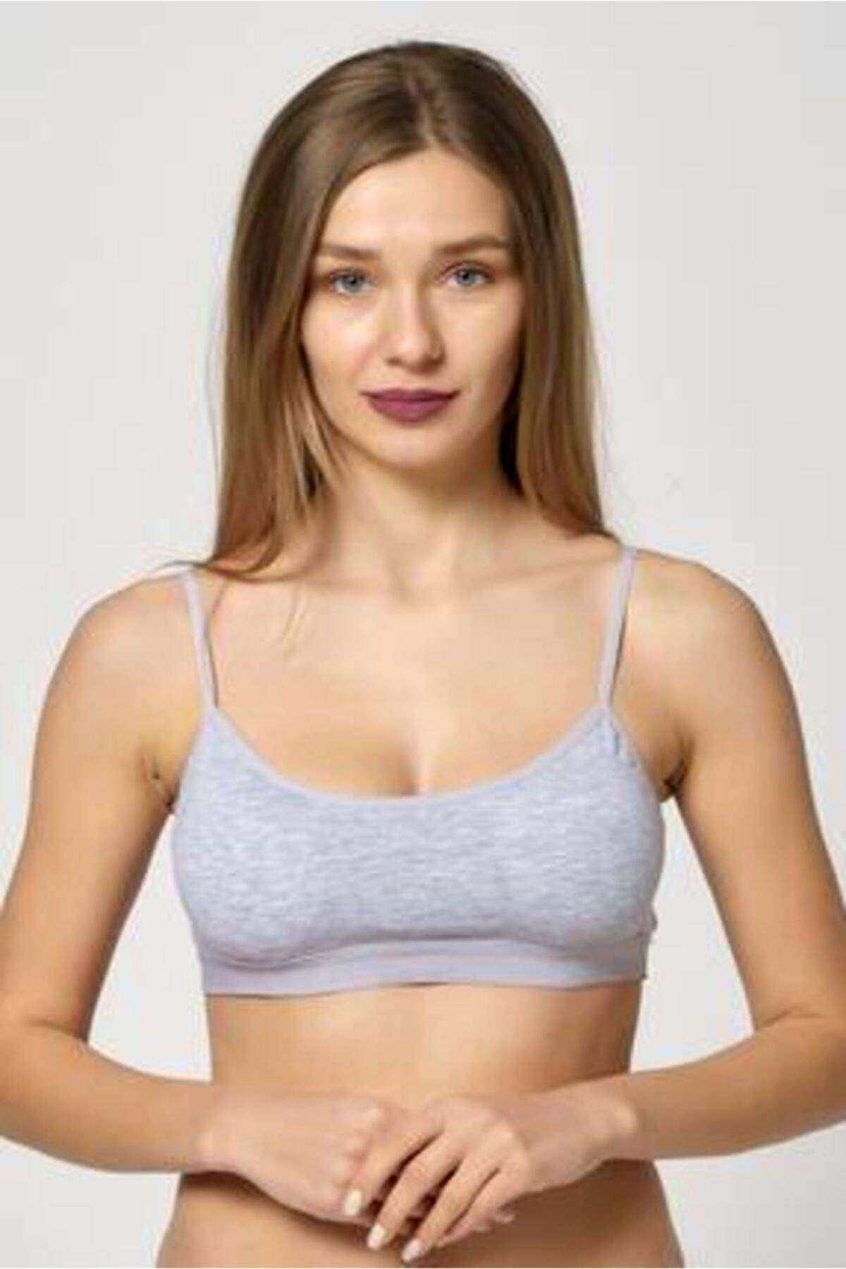 Just Cheap Store Pedli İp Askili Beyaz Gri Ve Krem Büstiyer 3 Adet