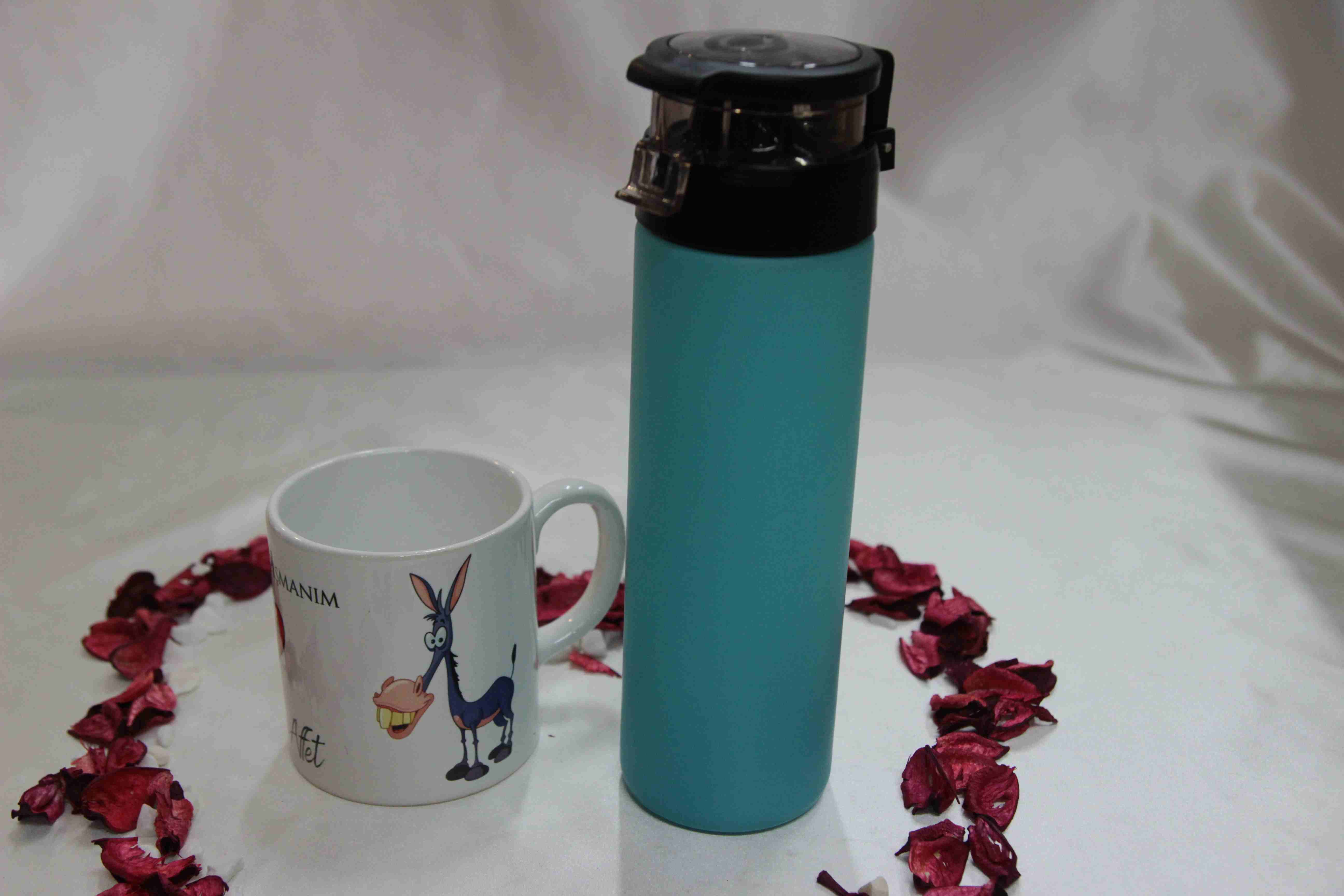 Home Peluş Eşek Affet Beni Kupa Cam Kutusunda Kolye Mavi Termos Sevgiliye Özür Hediyesi