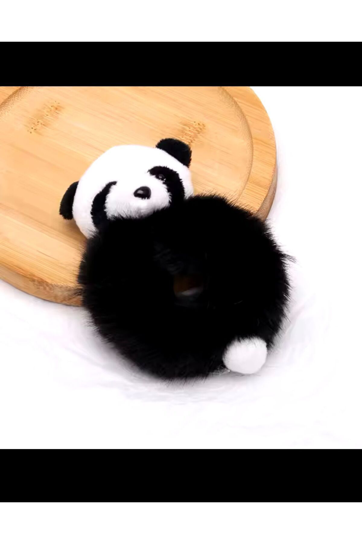 Arescollection Peluş Pandali Lastikli Saç Tokasi