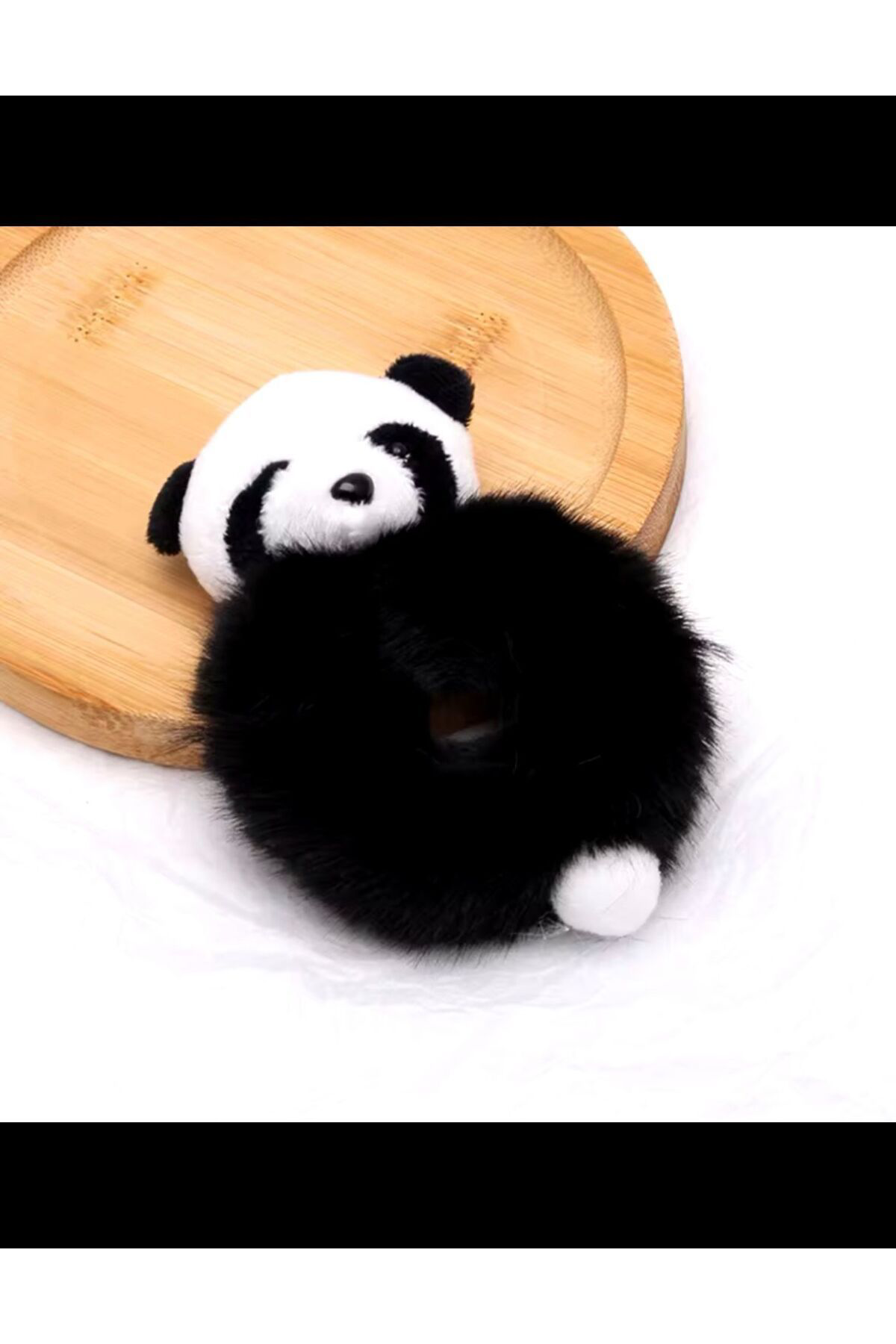Arescollection Peluş Pandali Lastikli Saç Tokasi