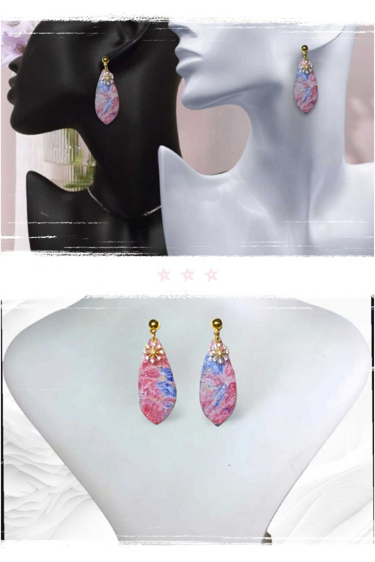 Dodemert Home Pembe Deryasi Polimer Kil & Epoksi Tasarim Küpe