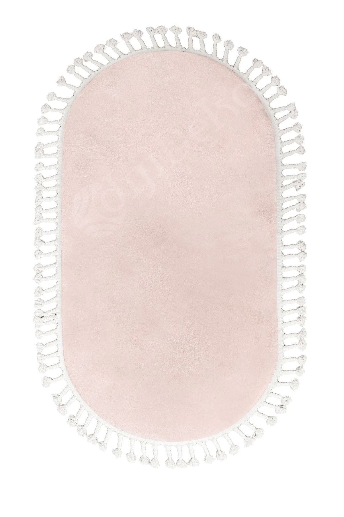 Dijidekor Pembe Oval Post Hali Saçakli Peluş Yumuşacik Antibakteriyel Çocuk
