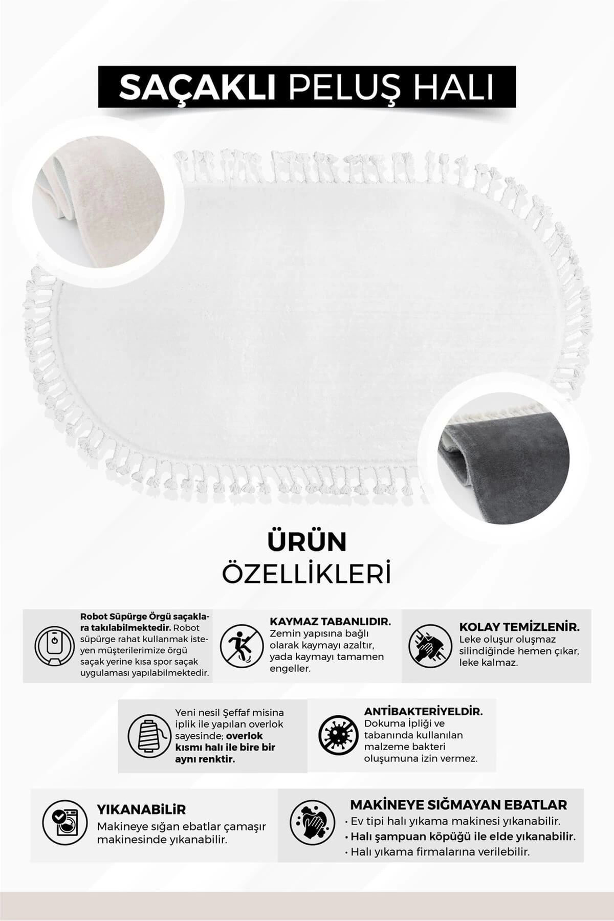Dijidekor Pembe Oval Post Hali Saçakli Peluş Yumuşacik Antibakteriyel Çocuk