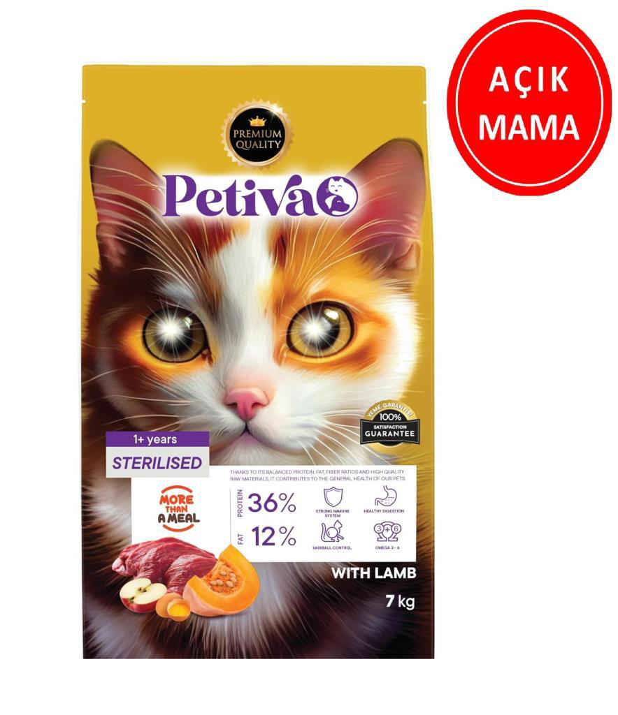 Petiva  Kisirlaştirilmiş Kuzulu Yetişkin Kedi Mamasi 1 Kg Açik