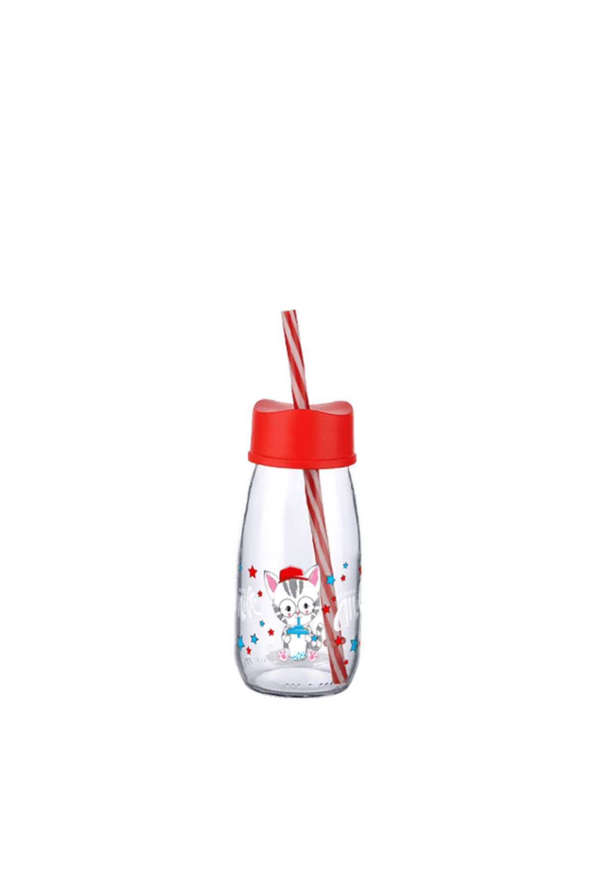 Pi İthalat Pipetli Su Ve Süt Şişesi Cam 250 Ml - Kirmizi
