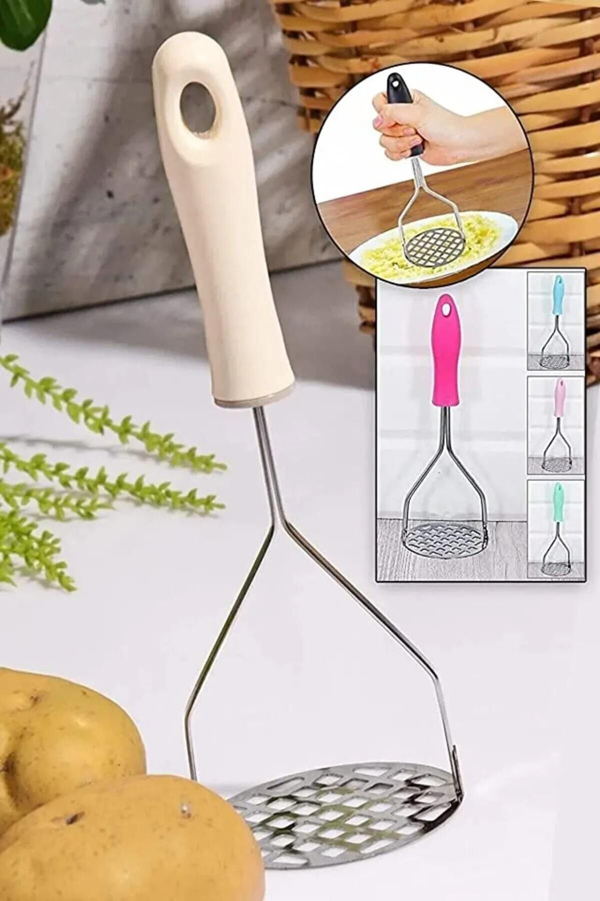 K&A Plastik Sapli Delikli Metal Paslanmaz Patates Muz Yumurta Ezici P