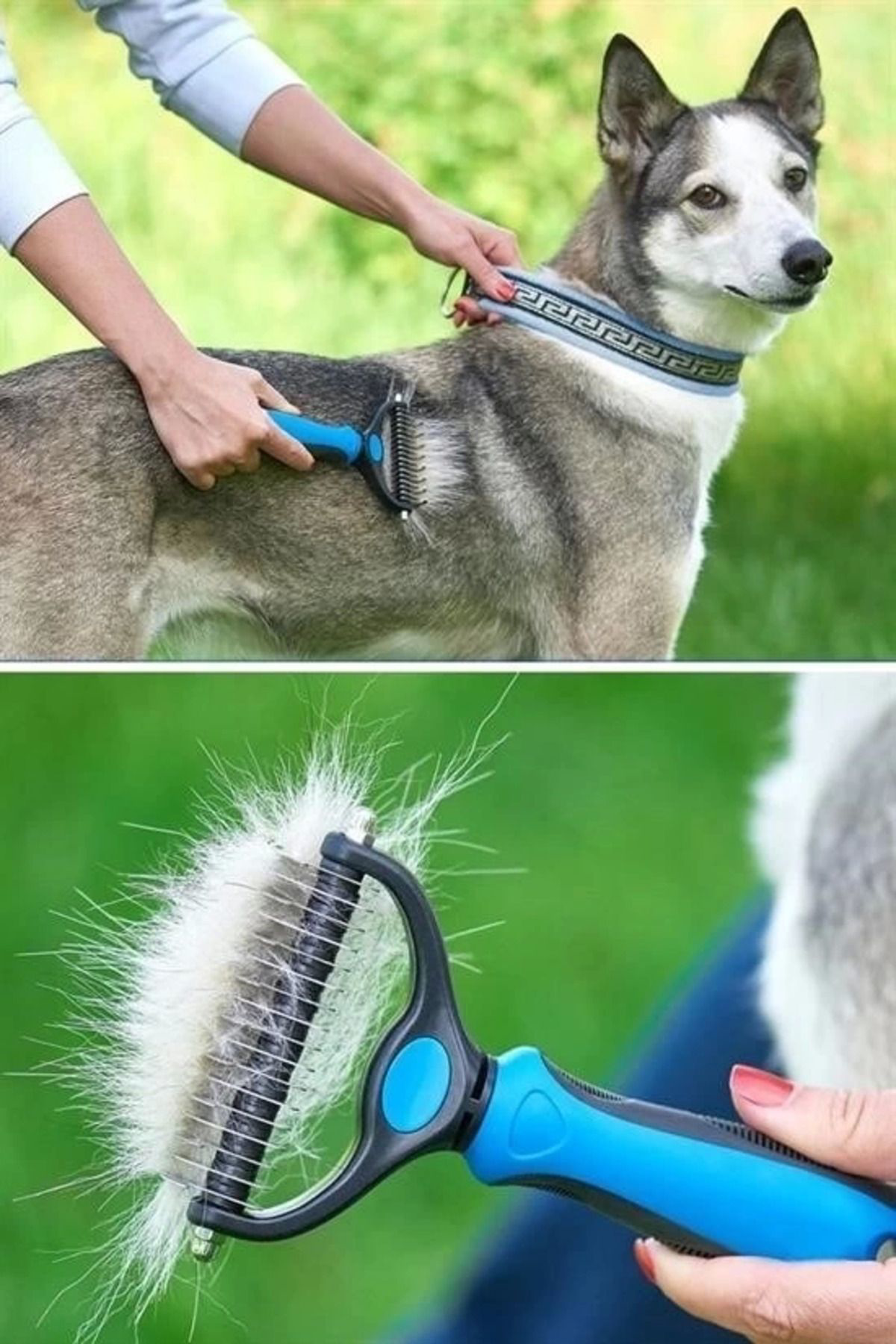 Yusuftex Plastik Sapli Metal Kedi Köpek Bakim Kitik Tüy Topak Açici Tarak